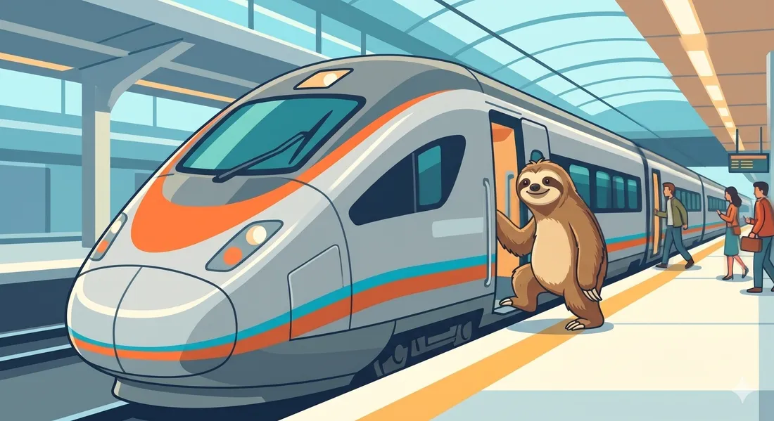 Tren AVE de Renfe estacionado en una estación española lista para salida